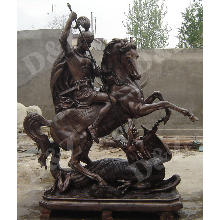 Bronze solider riding statue St George
